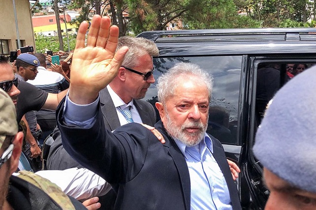 Brazil's former President Luiz Inacio Lula da Silva, leaves for the cemetery to attend the funeral of his 7-year-old grandson, in Sao Bernardo do Campo