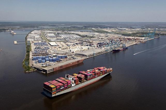 Aerial view of Jaxport port of Jacksonville Florida photograph taken Sept 2019